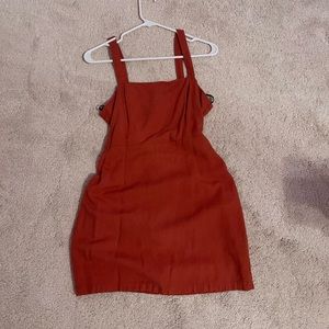 Coral pink linen dress